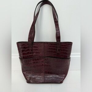 Patricia Nash Purple and Brown Textured Leather Tote
